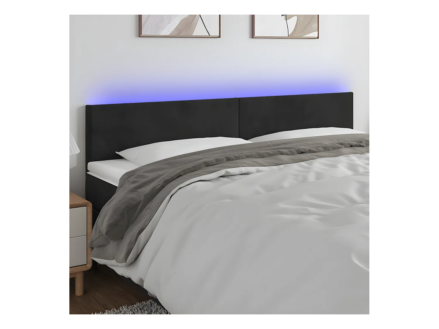 Tête de lit à LED Noir 160x5x78/88 cm Velours