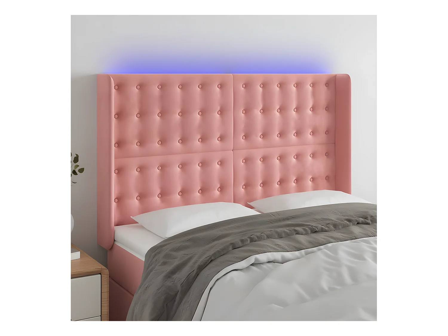 Tête de lit à LED Rose 147x16x118/128 cm Velours