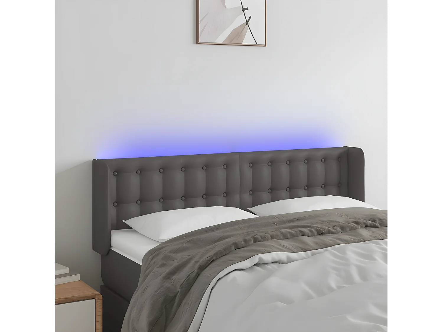 Tête de lit à LED Gris 147x16x78/88 cm Similicuir