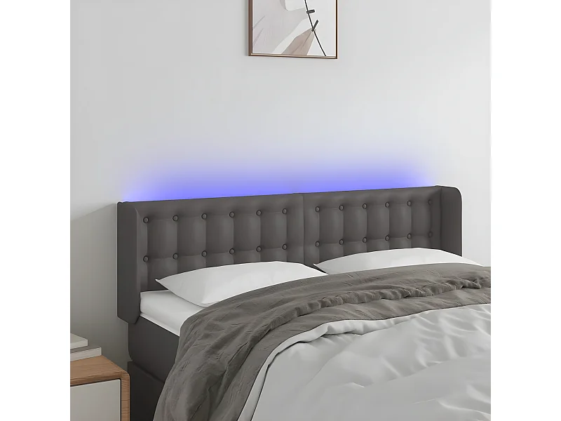 Tête de lit à LED Gris 147x16x78/88 cm Similicuir