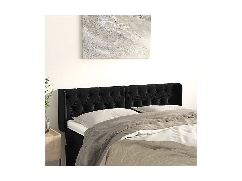 Cabecero de terciopelo negro 163x16x78/88 cm