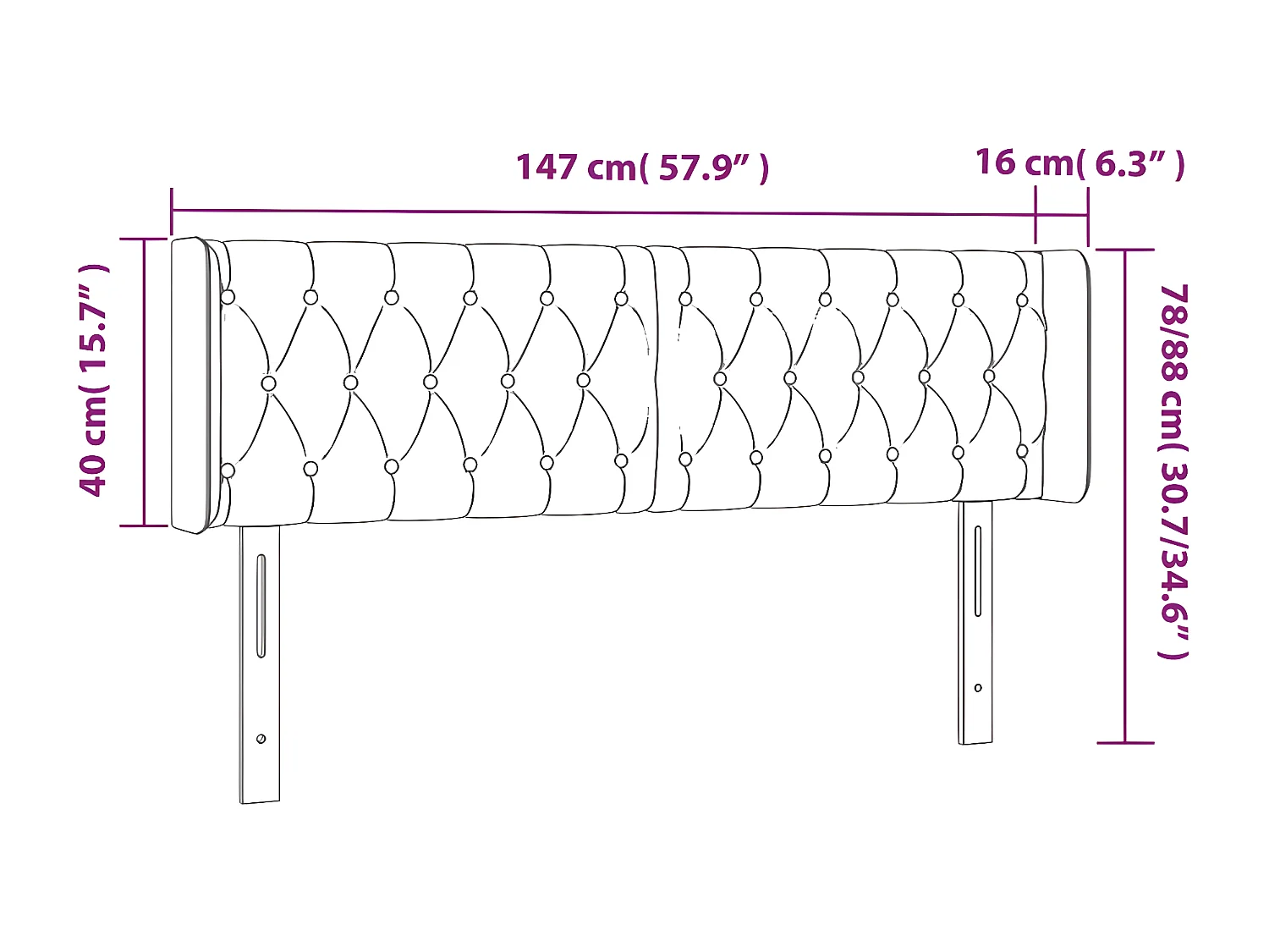 Tête de lit avec oreilles Gris clair 147x16x78/88 cm Velours