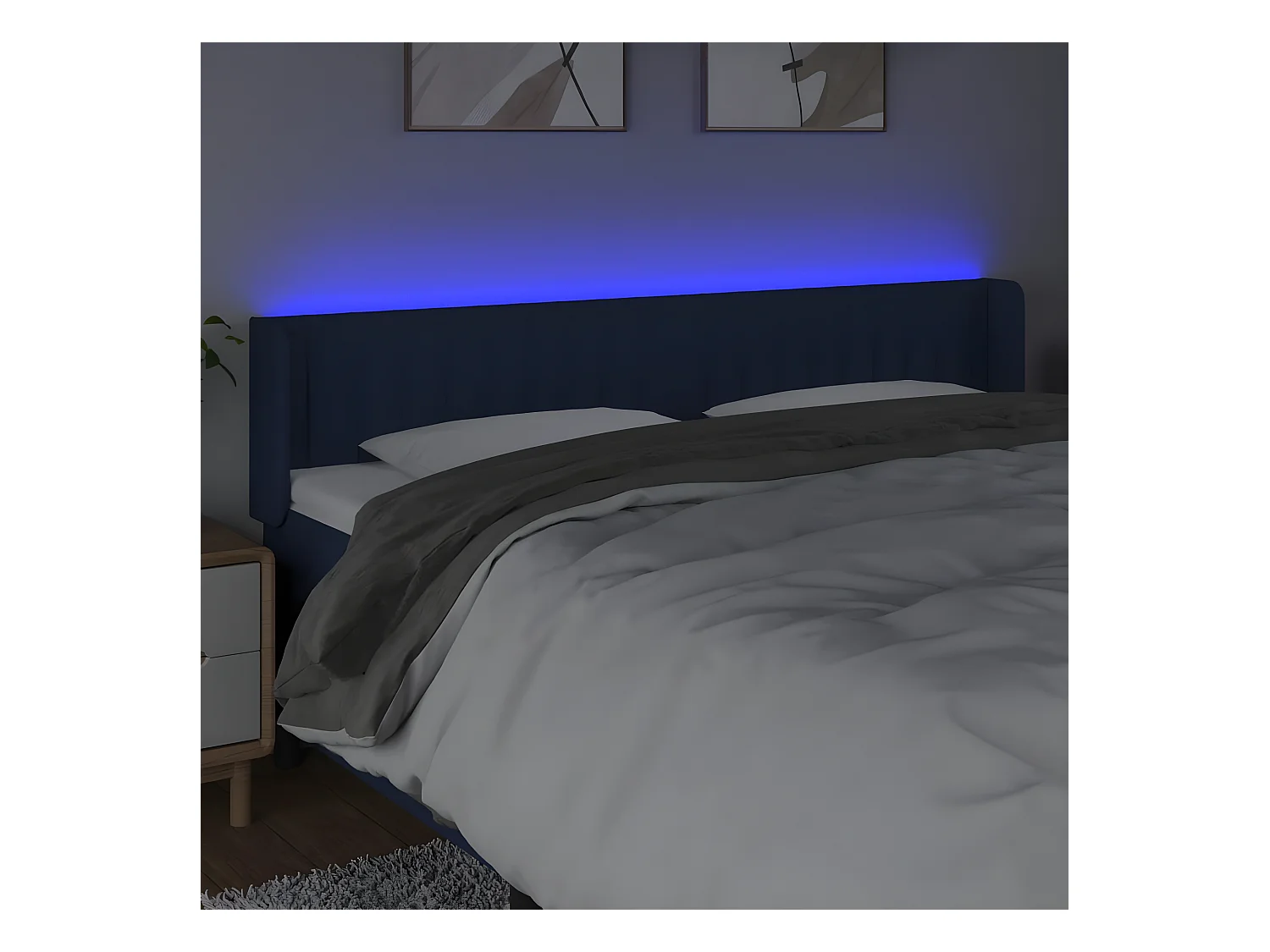 Hoofdbord LED 183x16x78/88 cm stof blauw