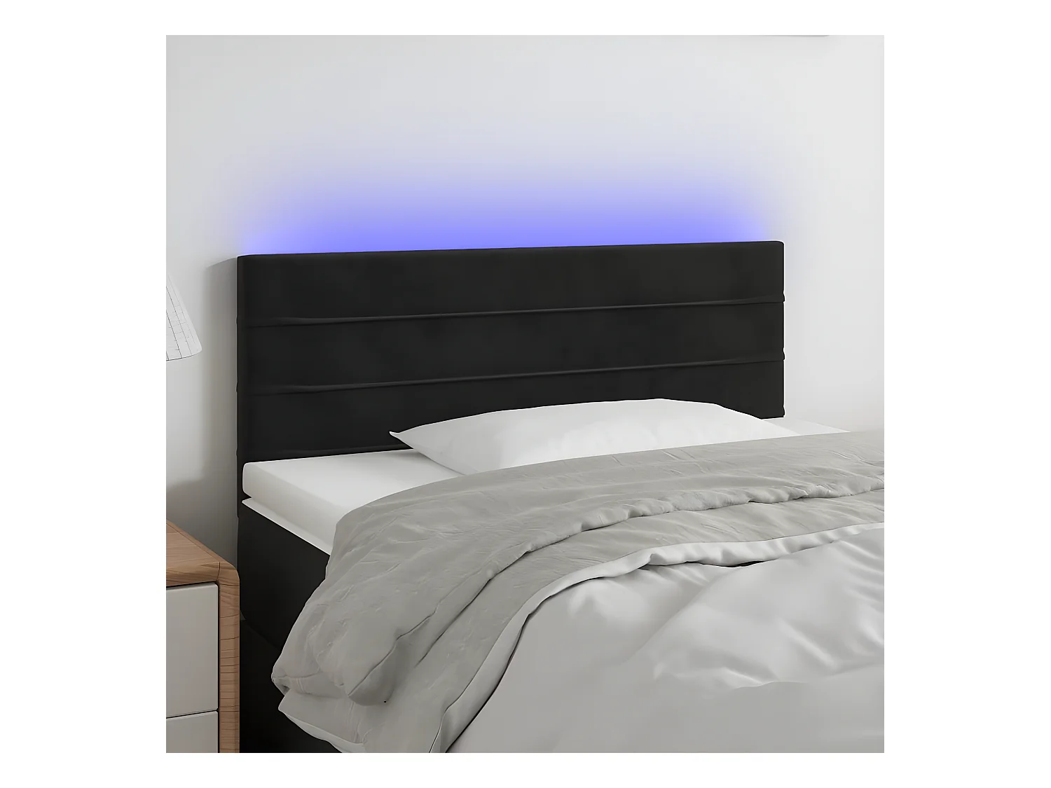 Tête de lit à LED Noir 100x5x78/88 cm Velours