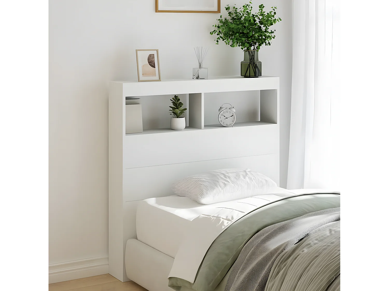 Armário de cabeceira com luzes LED 100x17x102 cm branco