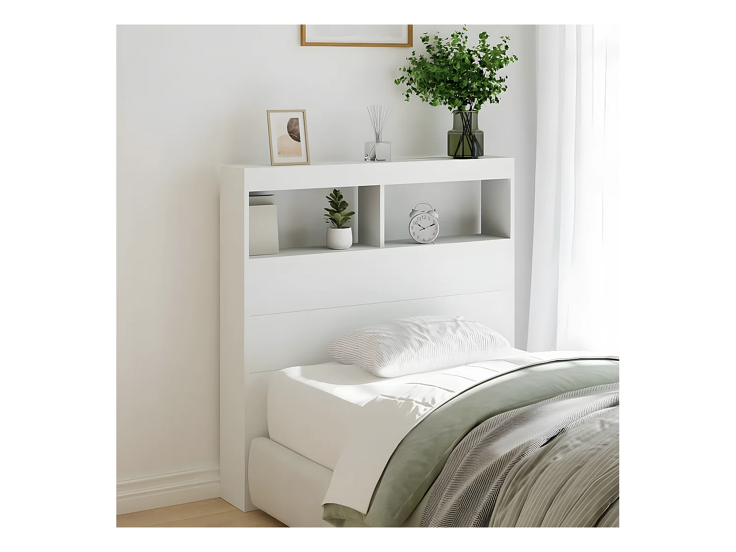 Armoire tête de lit avec LED blanc 100x17x102 cm