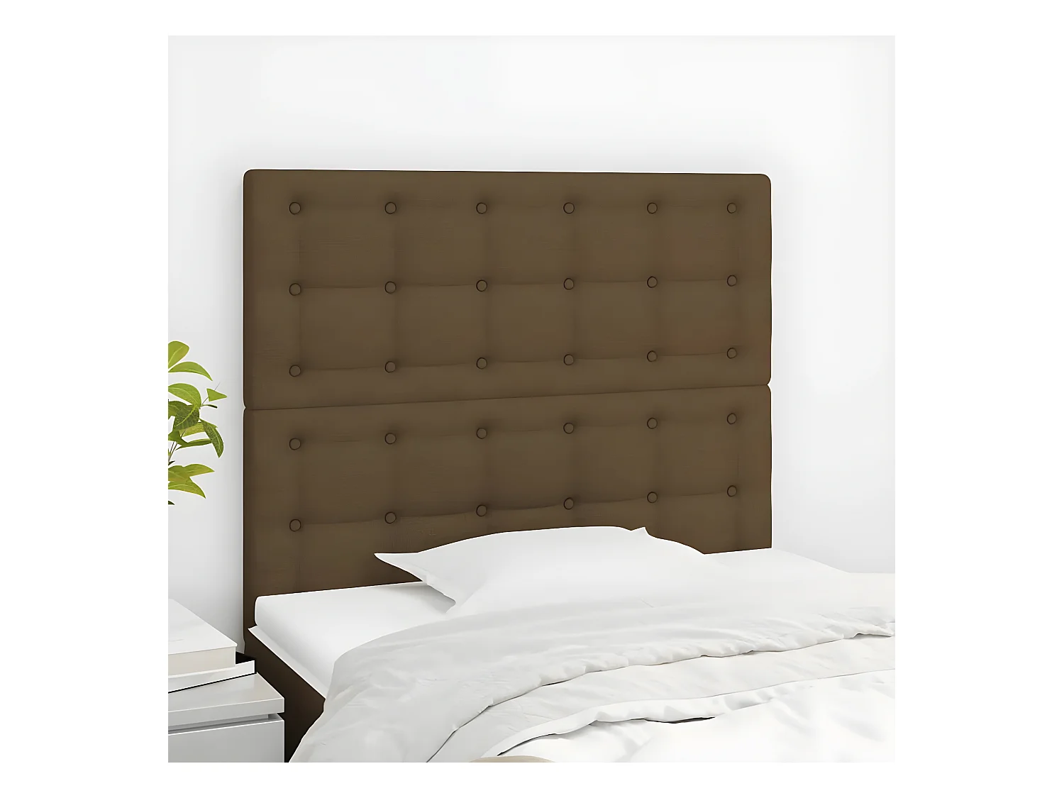 Têtes de lit 2 pièces Marron Foncé 80x5x78/88 cm Tissu