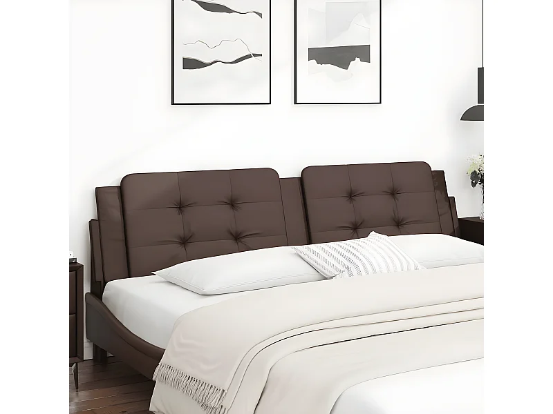 Cabecero de cama acolchado cuero sintético marrón 200 cm