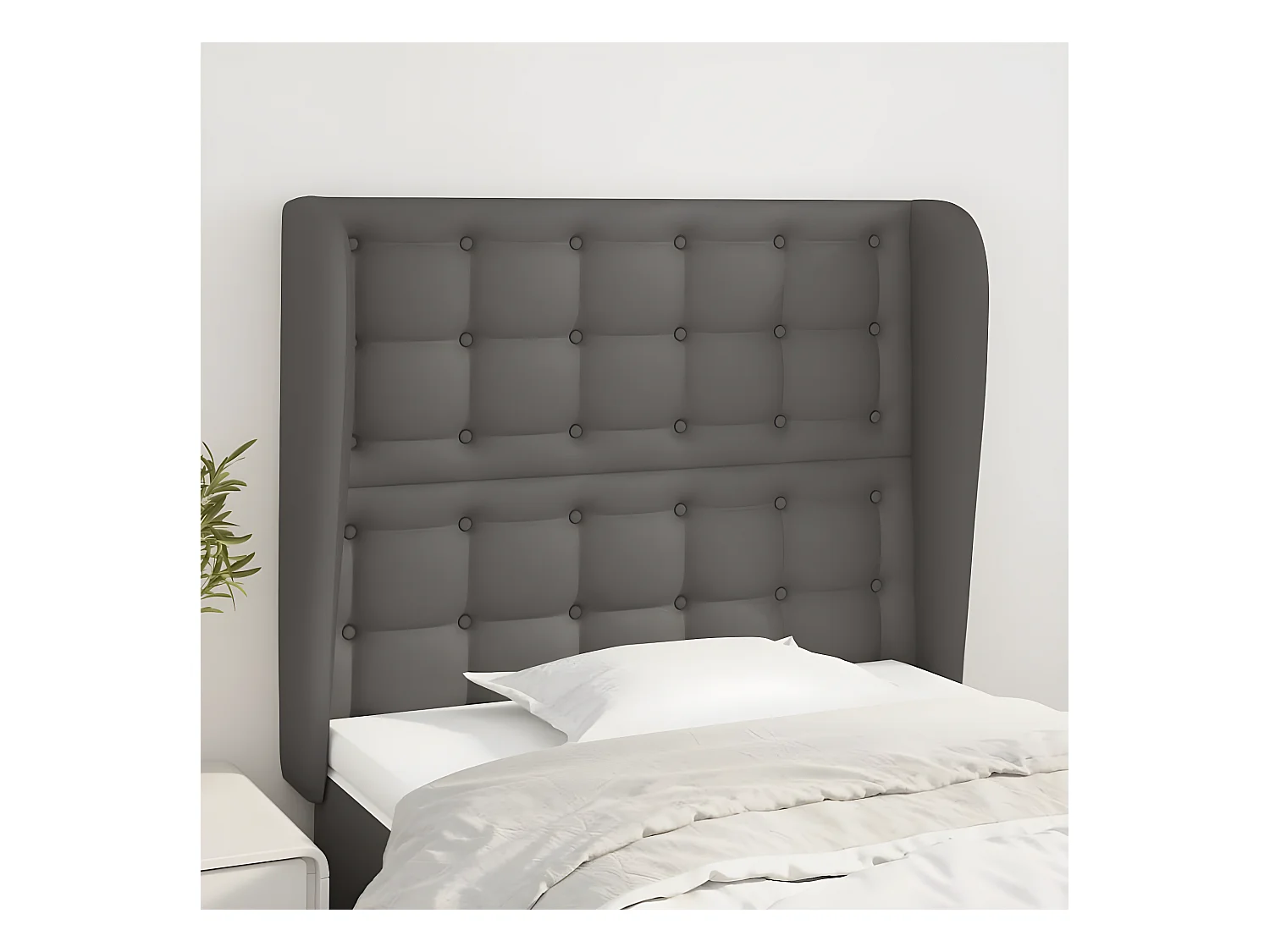 Tête de lit avec oreilles Gris 103x23x118/128 cm Similicuir