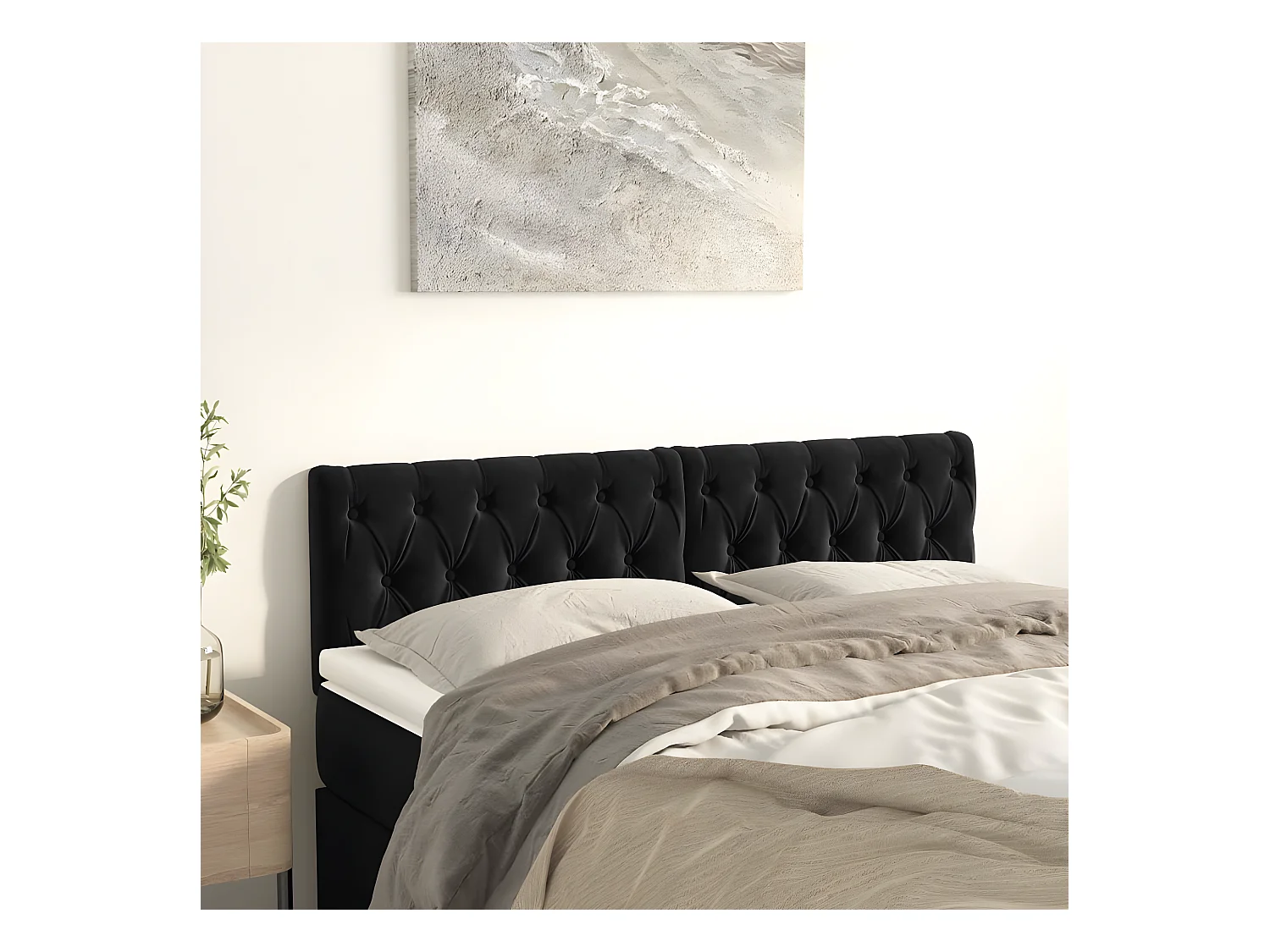 Têtes de lit 2 pièces Noir 72x7x78/88 cm Velours