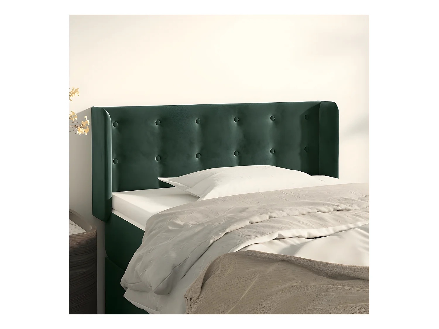 Tête de lit avec oreilles Vert foncé 93x16x78/88 cm Velours