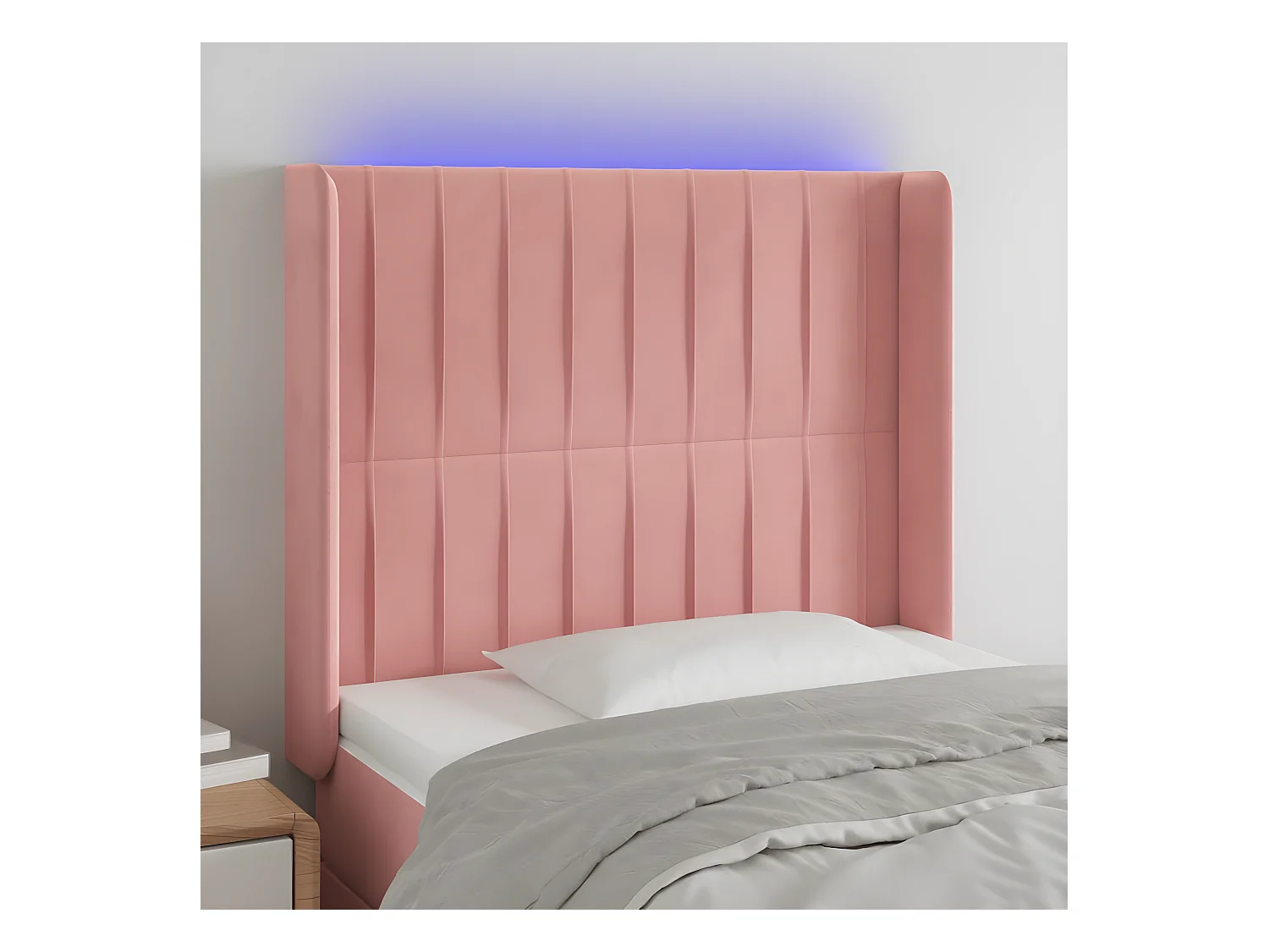 Hoofdbord LED 83x16x118/128 cm fluweel roze