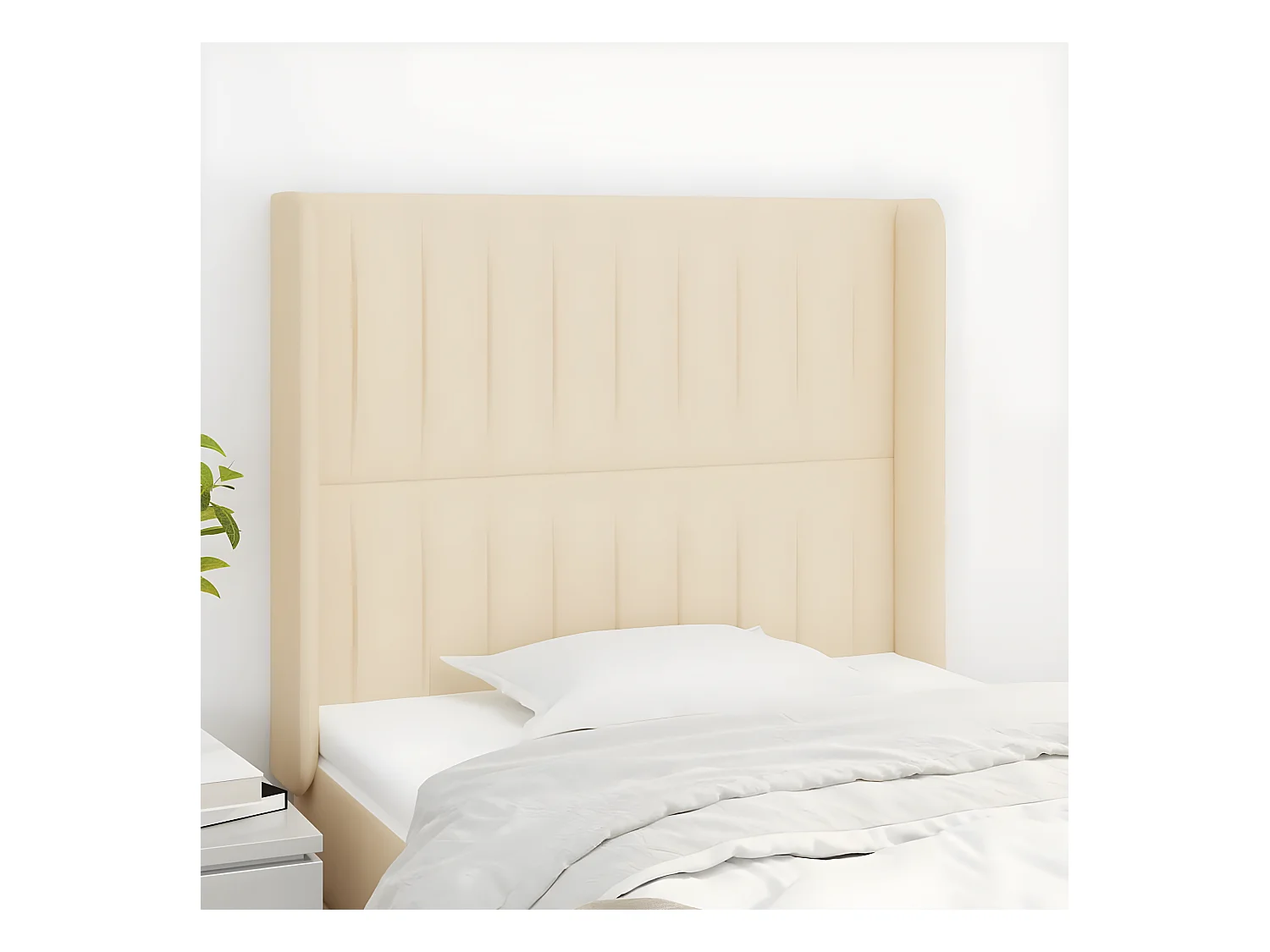 Tête de lit avec oreilles Crème 83x16x118/128 cm Tissu