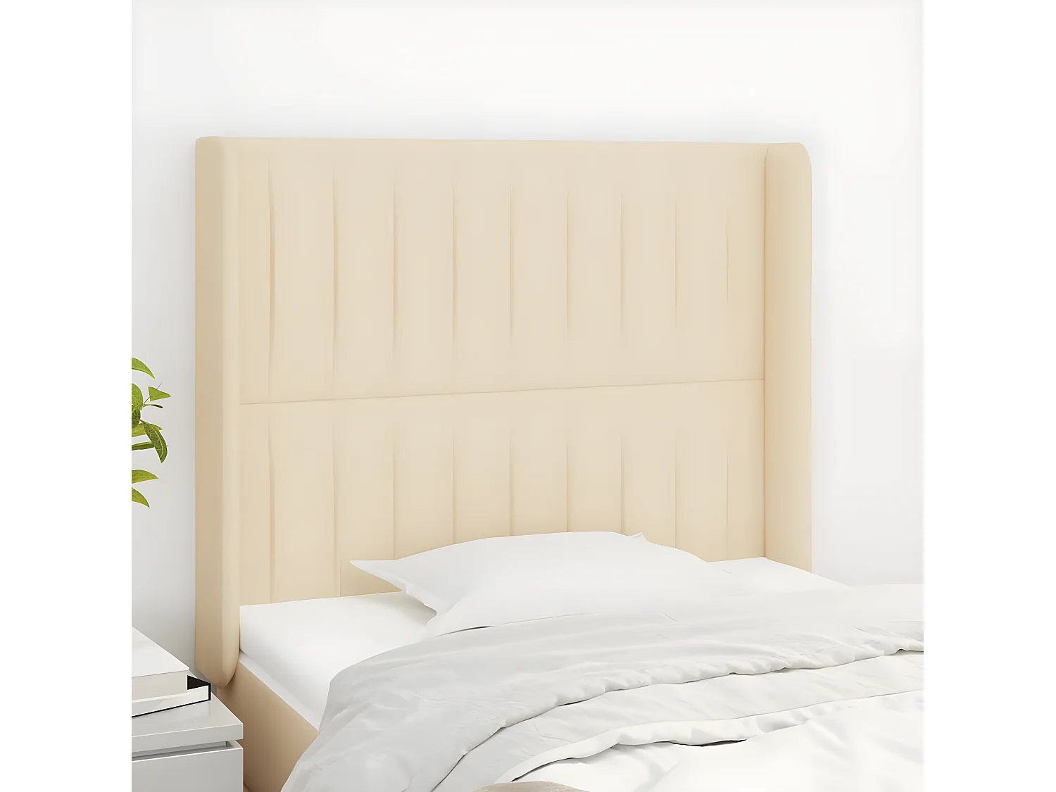 Tête de lit avec oreilles Crème 83x16x118/128 cm Tissu