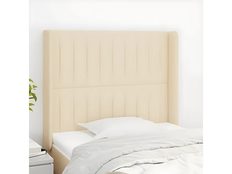 Tête de lit avec oreilles Crème 83x16x118/128 cm Tissu