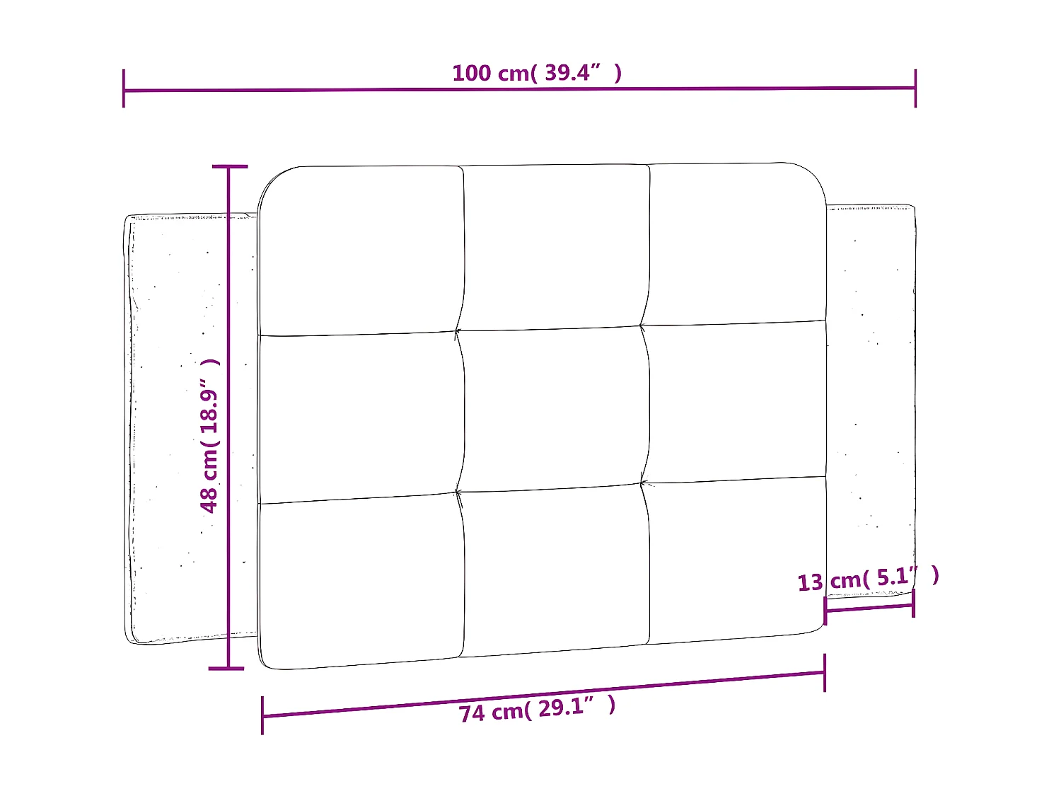 Cabecero de cama acolchado cuero sintético blanco negro 100 cm