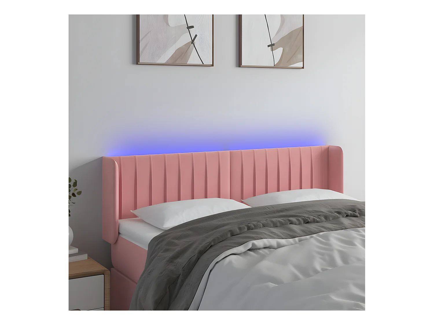 Tête de lit à LED Rose 147x16x78/88 cm Velours