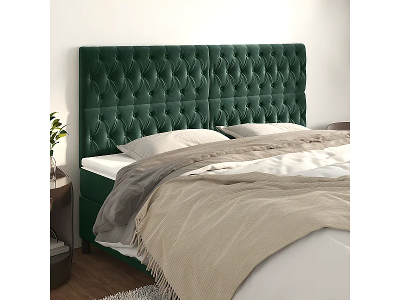 Têtes de lit 4 pièces Vert foncé 100x7x78/88 cm Velours
