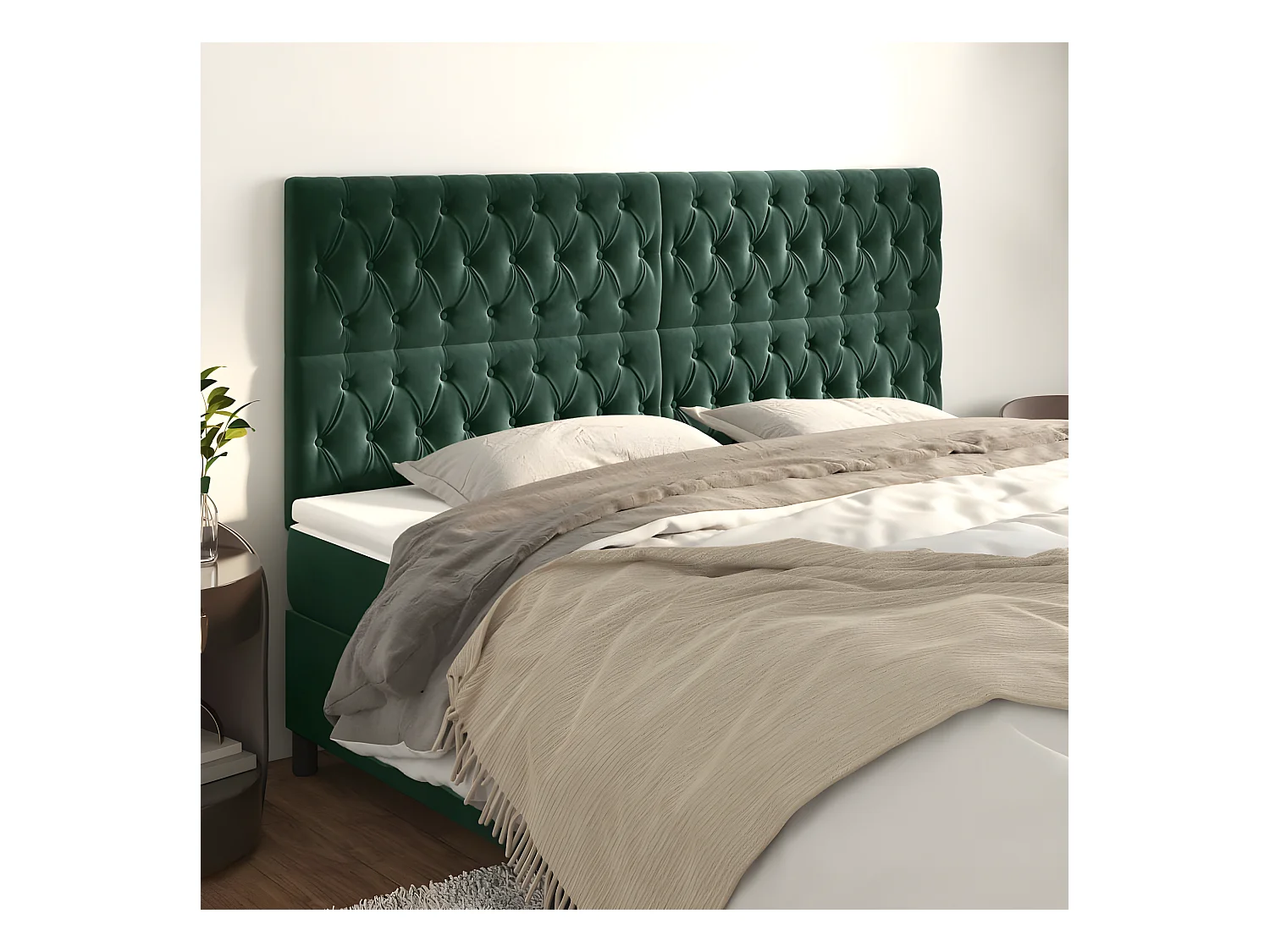 Têtes de lit 4 pièces Vert foncé 100x7x78/88 cm Velours