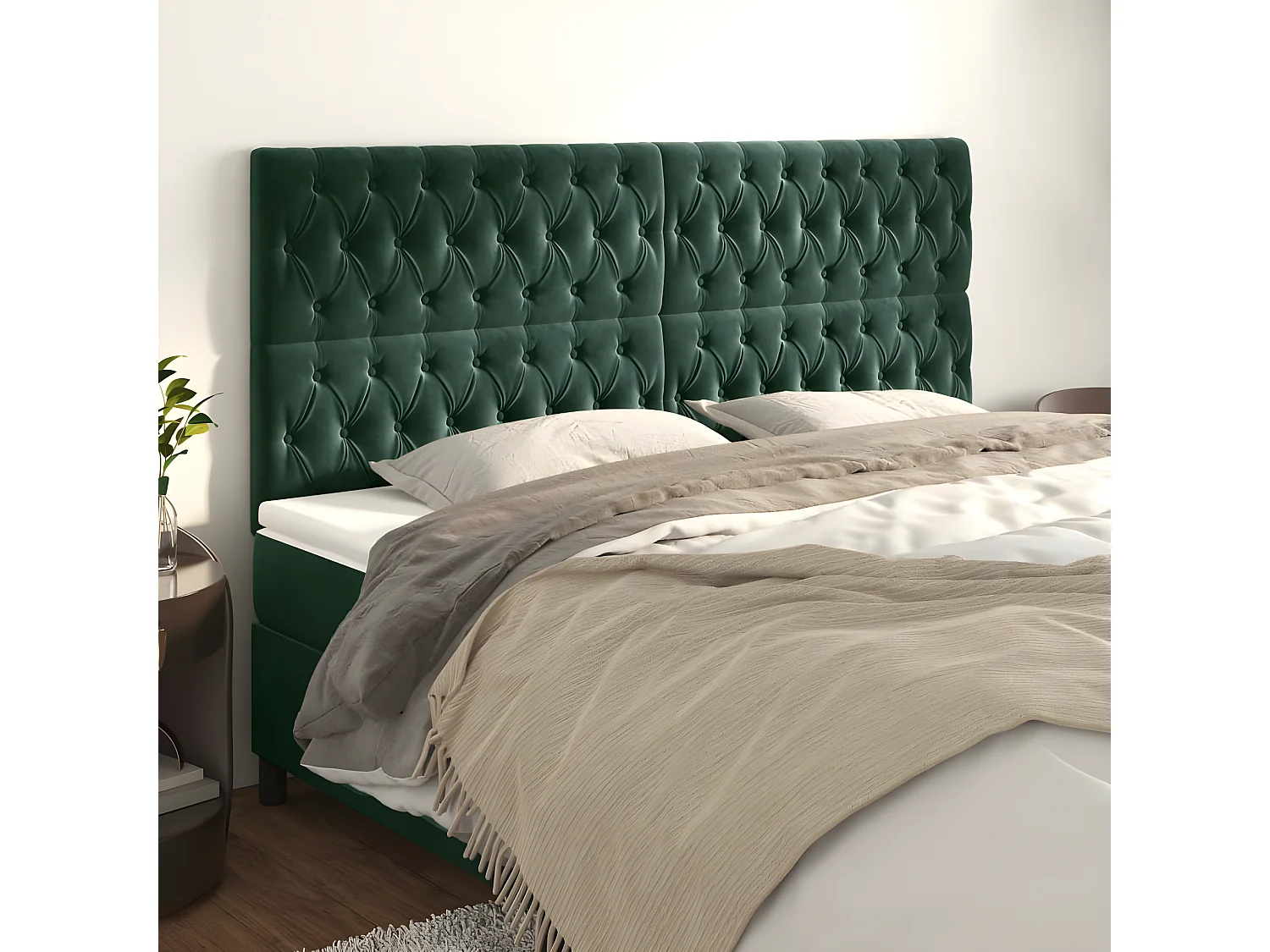 Têtes de lit 4 pièces Vert foncé 100x7x78/88 cm Velours