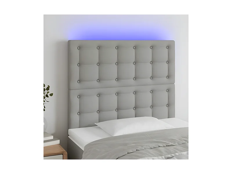 Tête de lit à LED Gris clair 80x5x118/128 cm Tissu