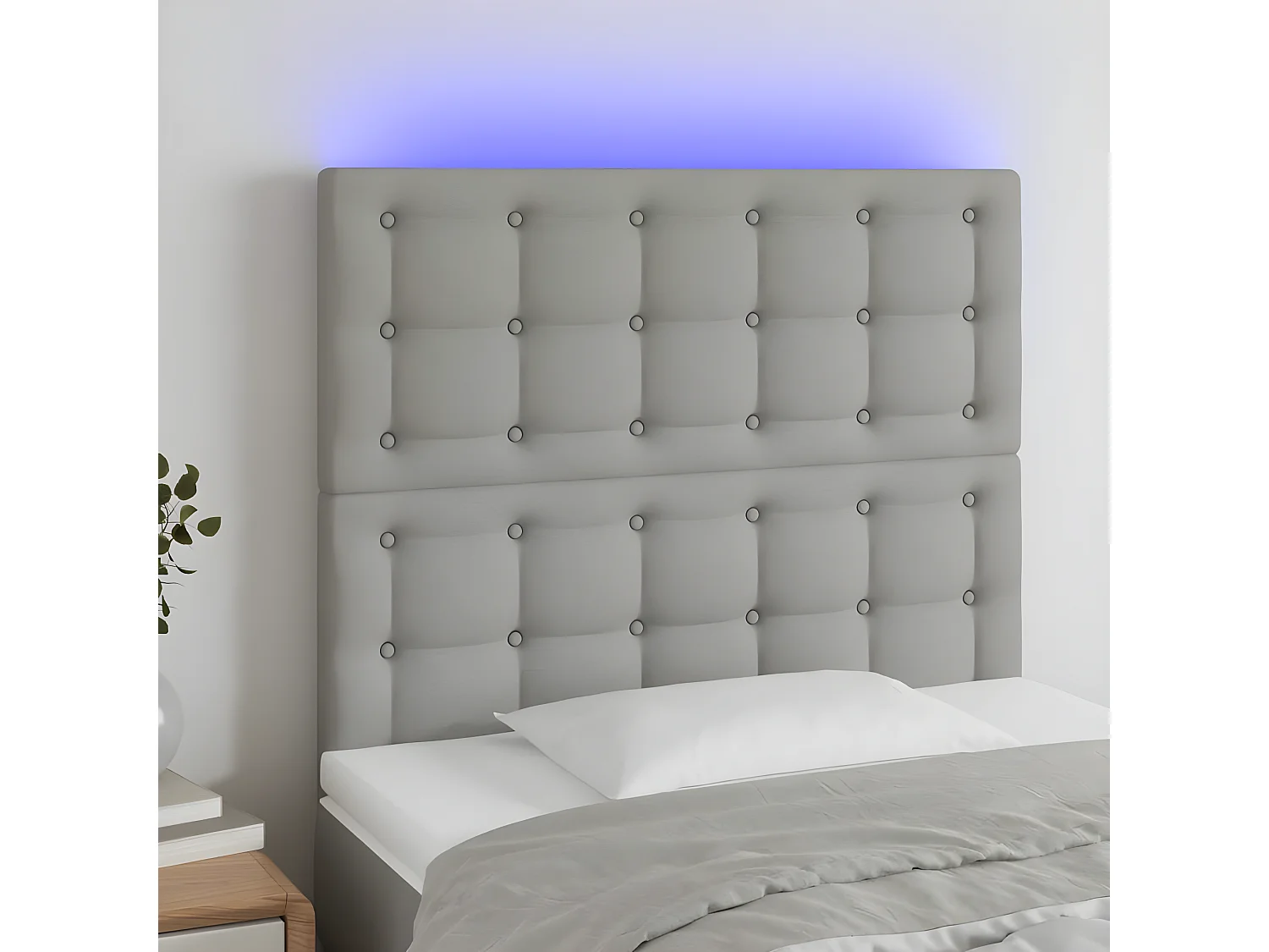 Tête de lit à LED Gris clair 80x5x118/128 cm Tissu