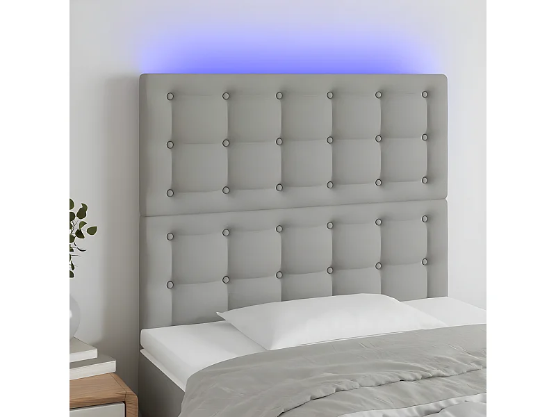 Tête de lit à LED Gris clair 80x5x118/128 cm Tissu