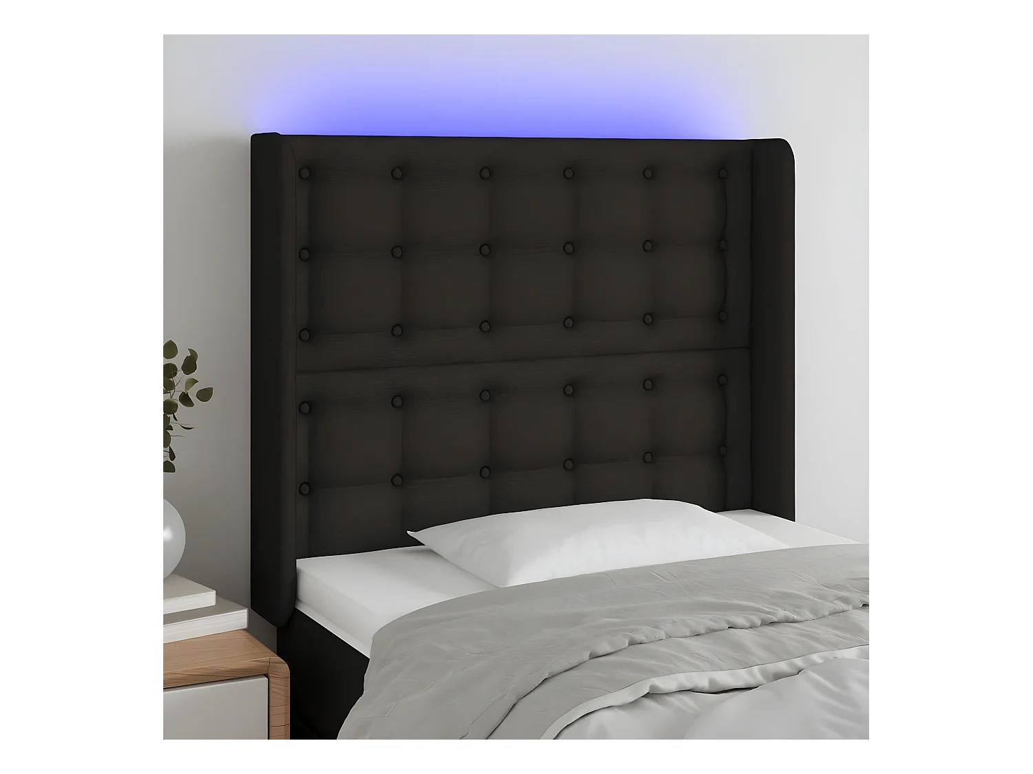 Tête de lit à LED Noir 93x16x118/128 cm Tissu