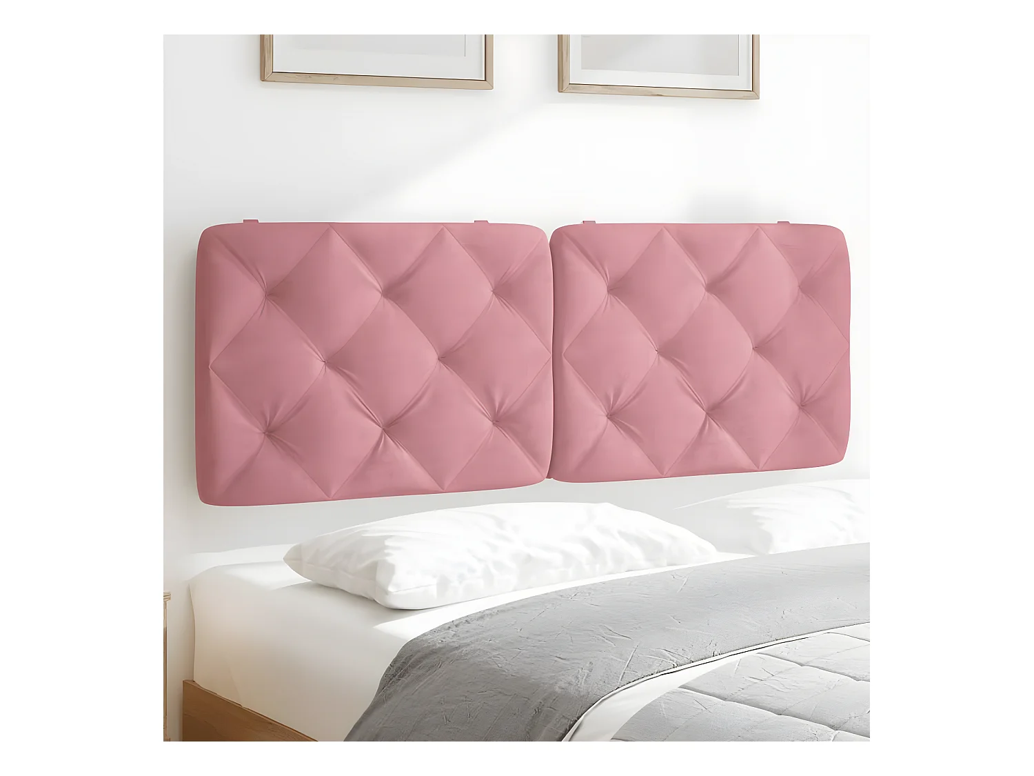 Coussin de tête de lit rose 140 cm velours