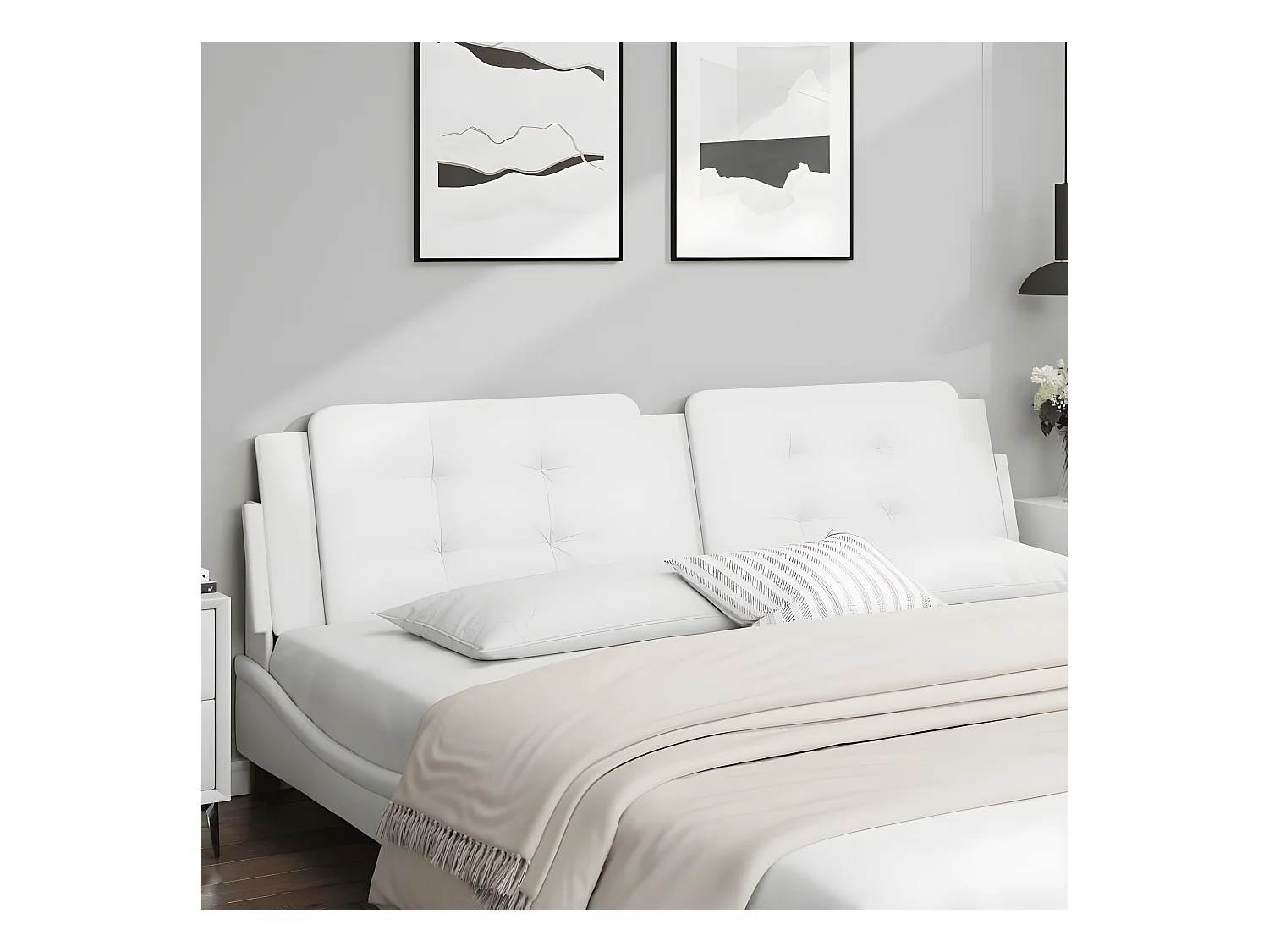Coussin de tête de lit blanc 200 cm similicuir