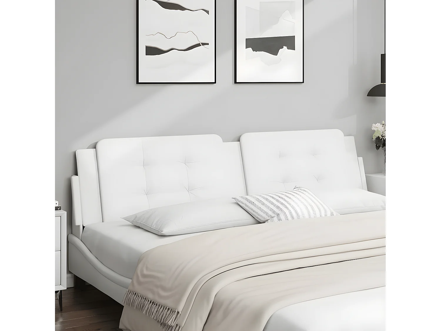 Coussin de tête de lit blanc 200 cm similicuir