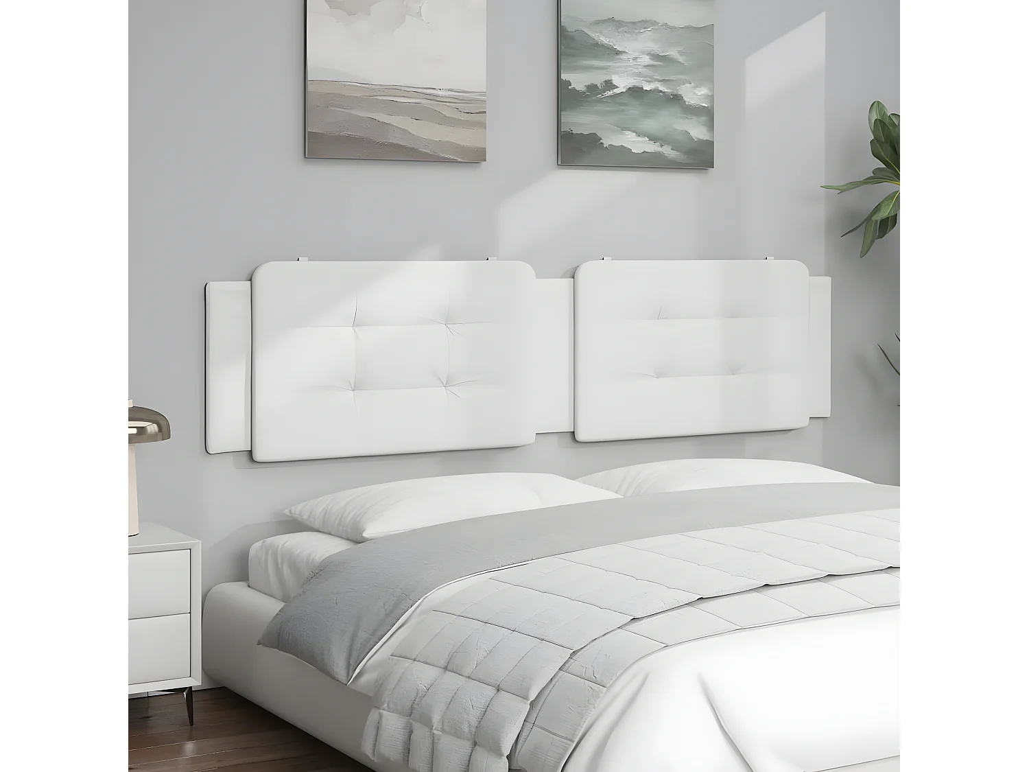 Coussin de tête de lit blanc 200 cm similicuir