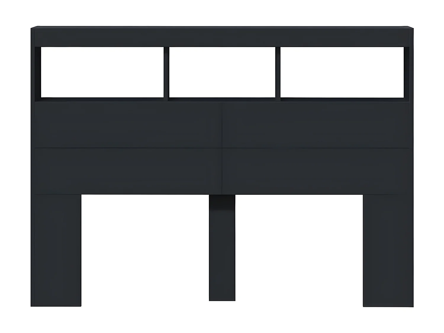 Armoire tête de lit avec LED noir 140x17x102 cm