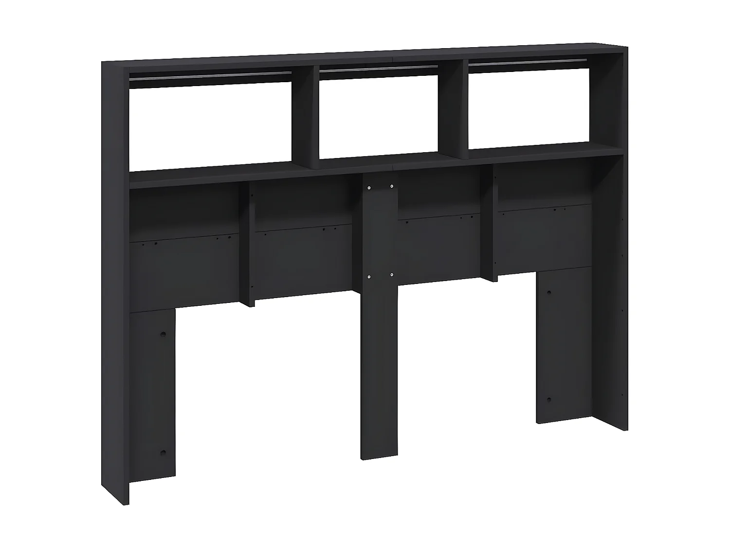 Armoire tête de lit avec LED noir 140x17x102 cm