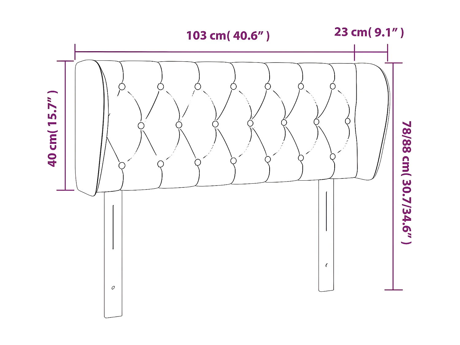 Tête de lit avec oreilles Gris clair 103x23x78/88 cm Velours