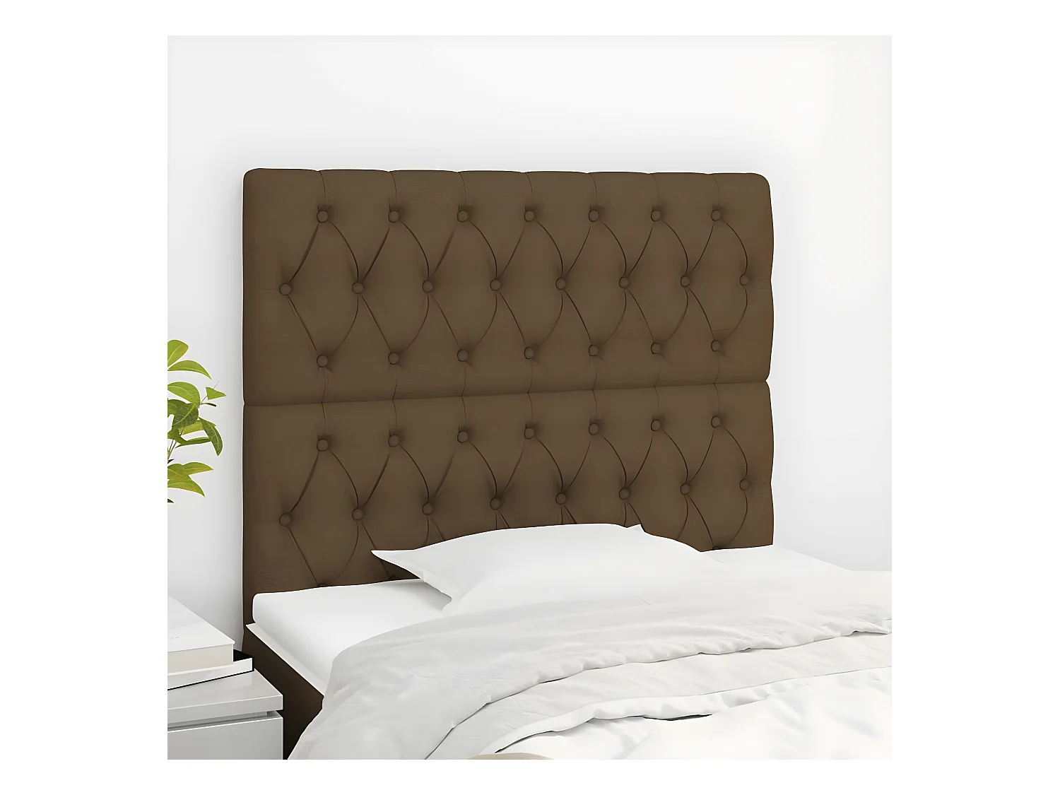 Têtes de lit 2 pièces Marron Foncé 100x7x78/88 cm Tissu