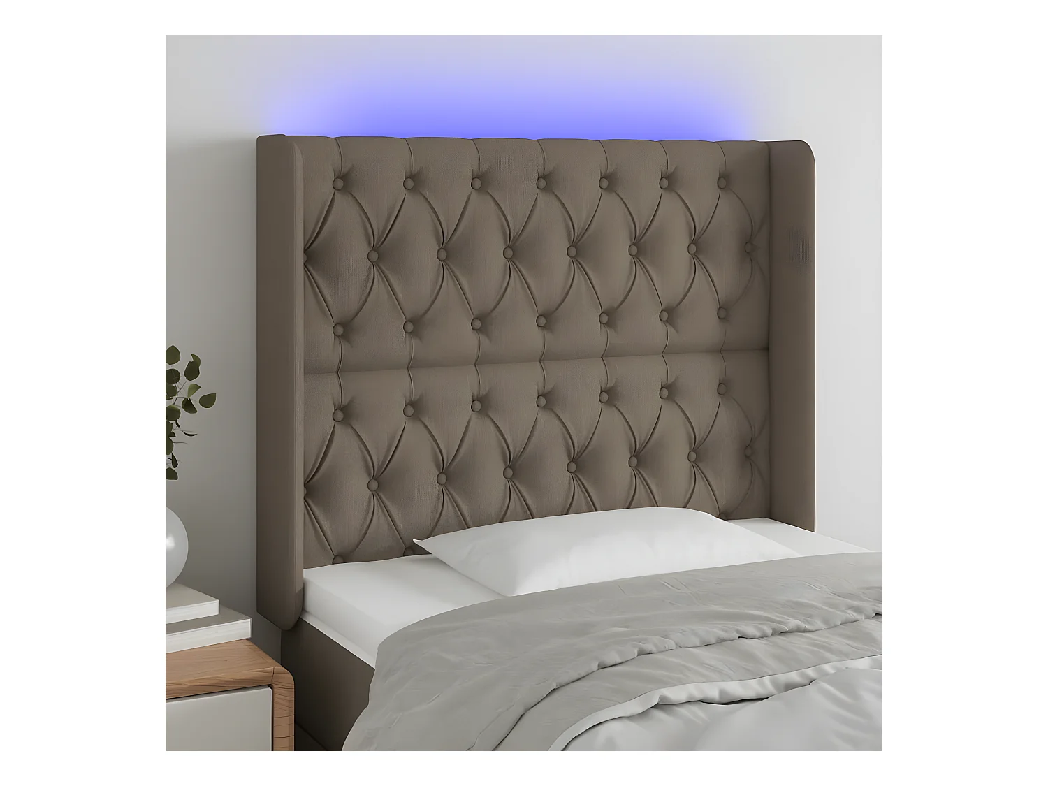 Tête de lit à LED Taupe 103x16x118/128 cm Tissu