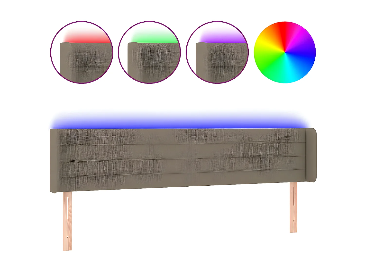 Tête de lit à LED Taupe 163x16x78/88 cm Tissu