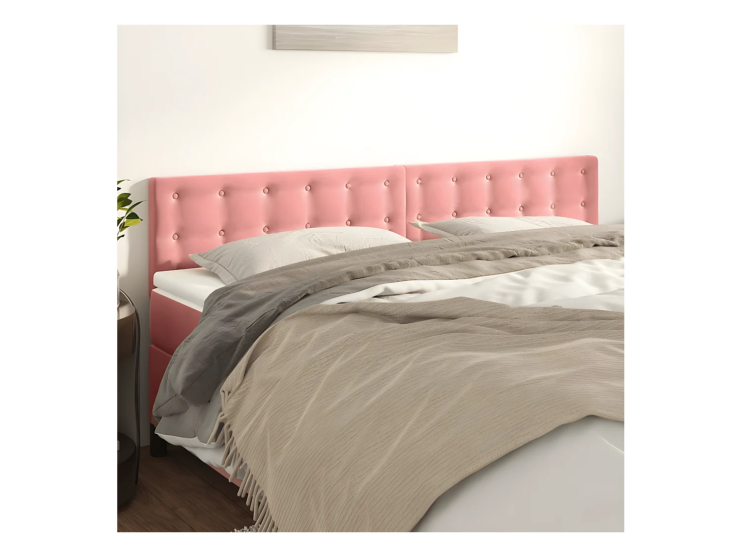 Cabeceros 2 unidades de terciopelo rosa 90x5x78/88 cm