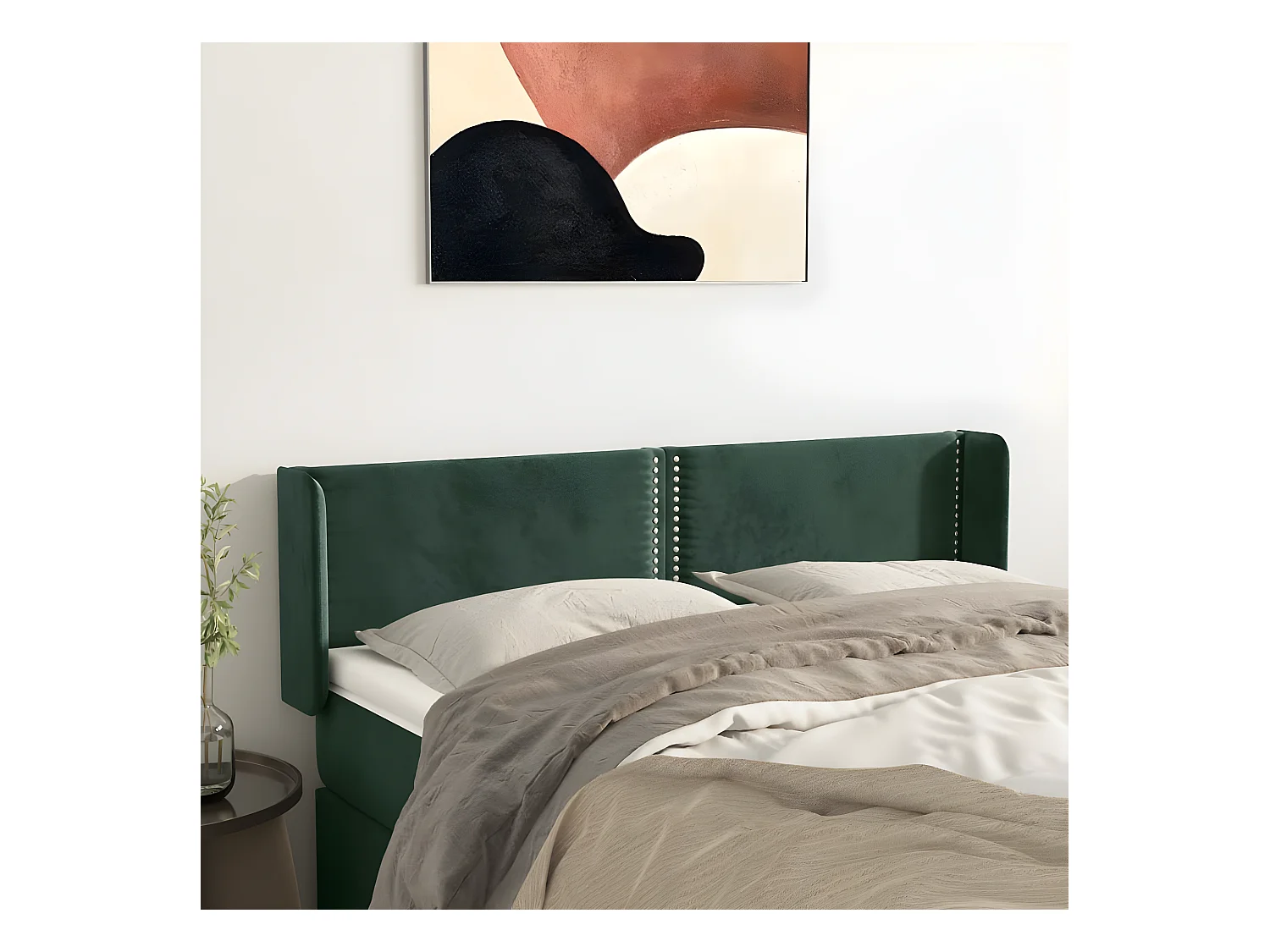 Tête de lit avec oreilles Vert foncé 147x16x78/88 cm Velours