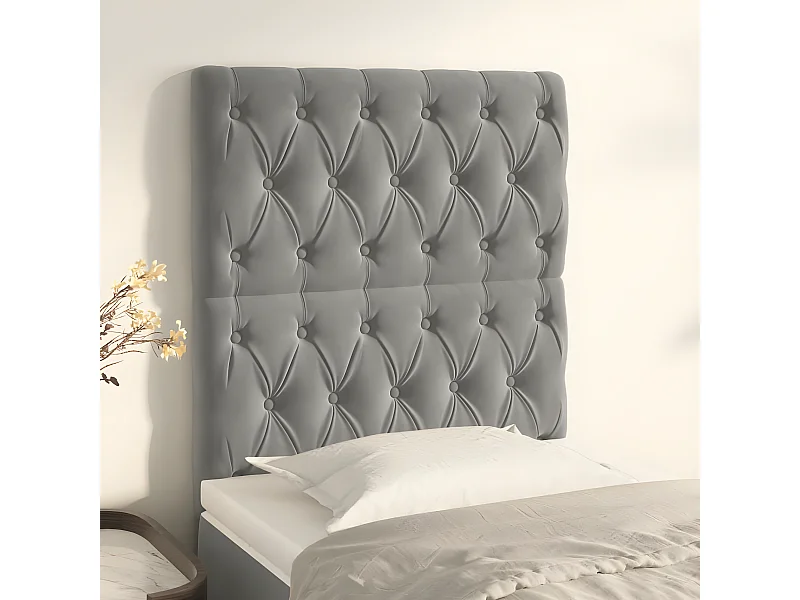 Têtes de lit 2 pièces Gris clair 80x7x78/88 cm Velours