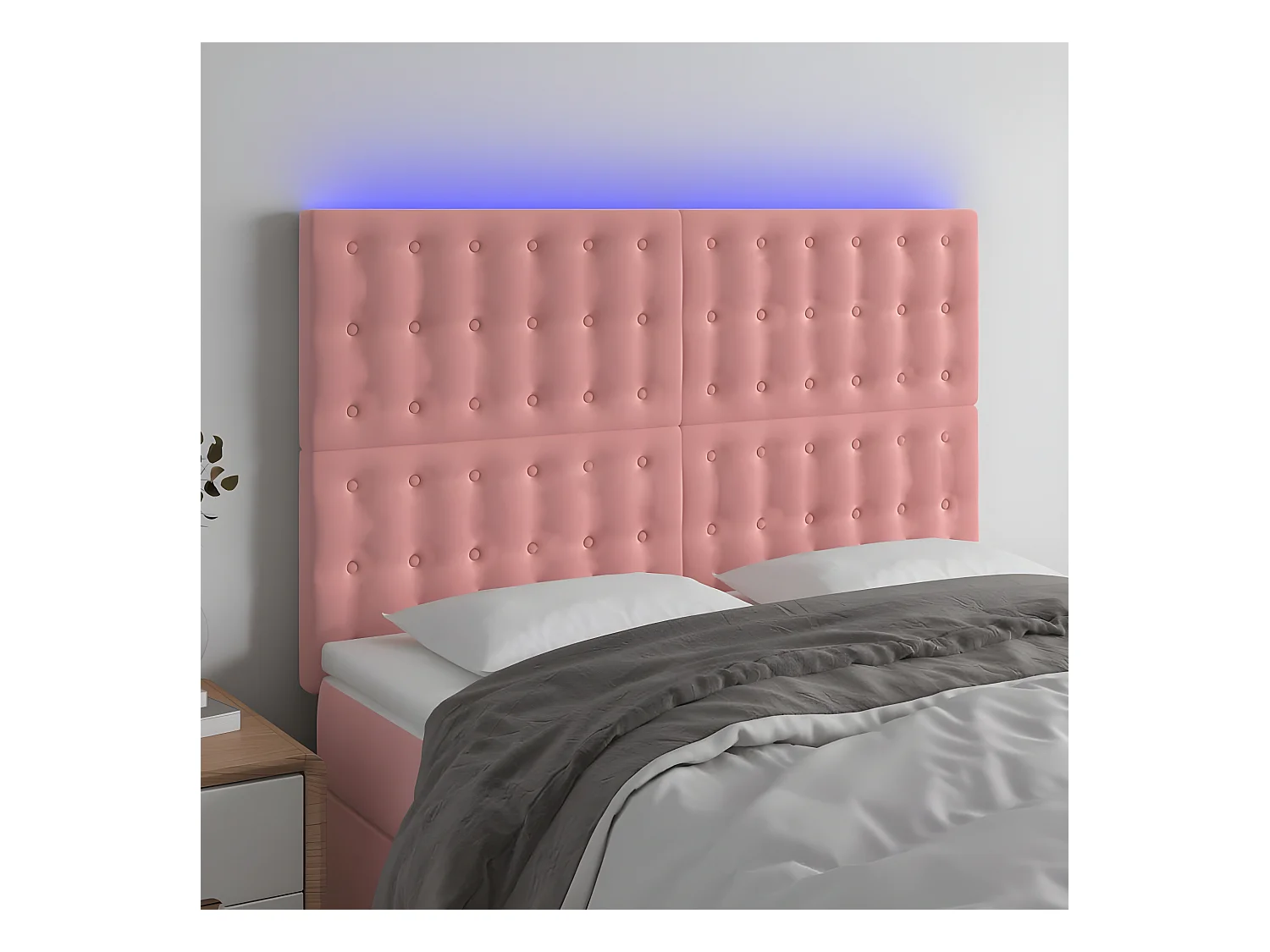 Tête de lit à LED Rose 144x5x118/128 cm Velours