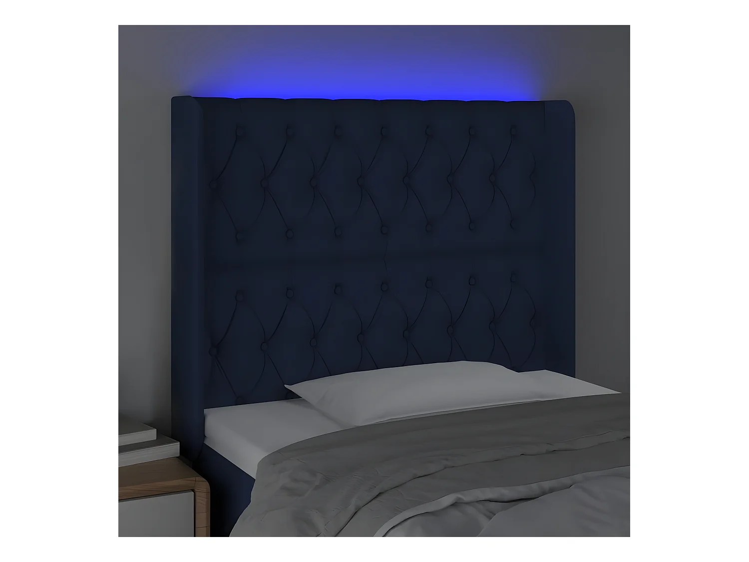 Tête de lit à LED Bleu 103x16x118/128 cm Tissu