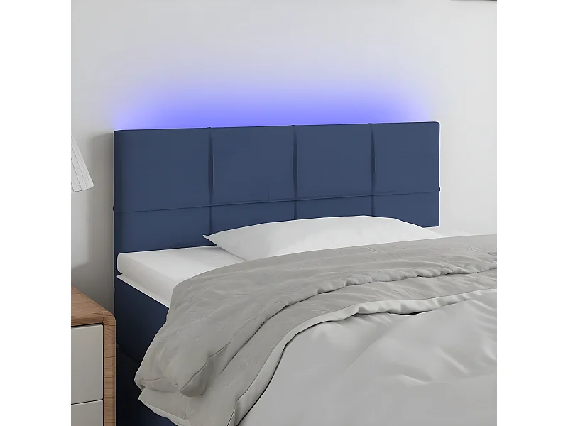 Cabecero con LED de tela azul 100x5x78/88 cm