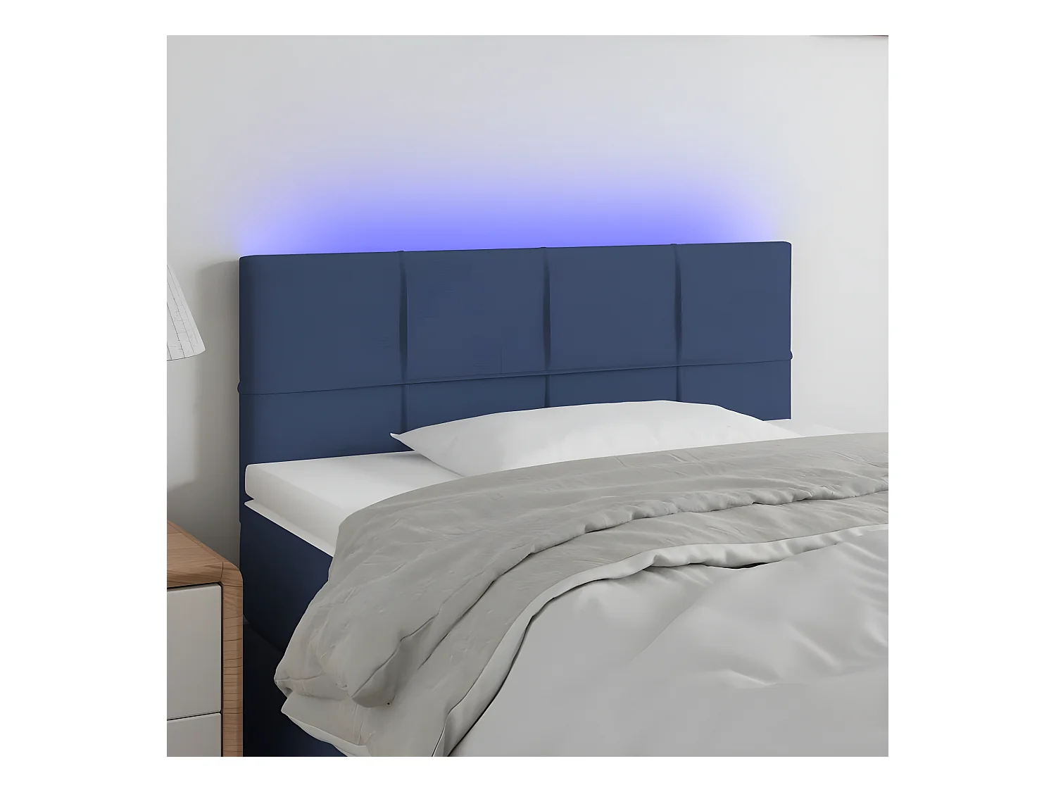 Tête de lit à LED Bleu 100x5x78/88 cm Tissu
