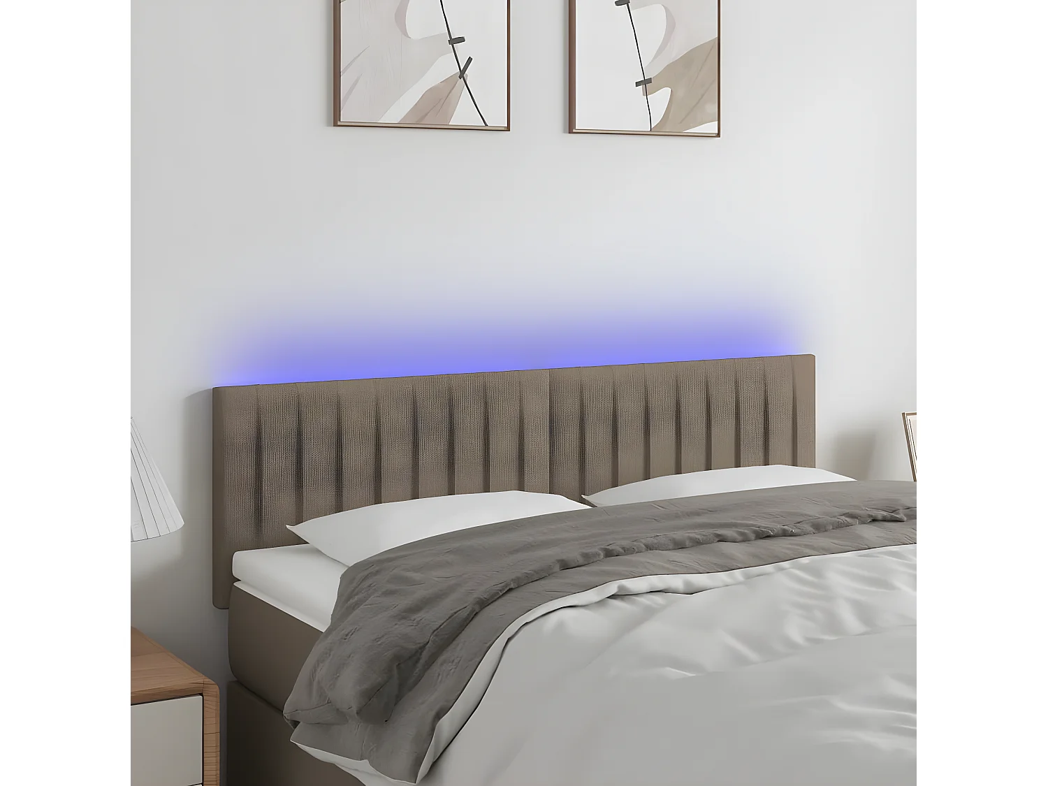Tête de lit à LED Taupe 144x5x78/88 cm Tissu