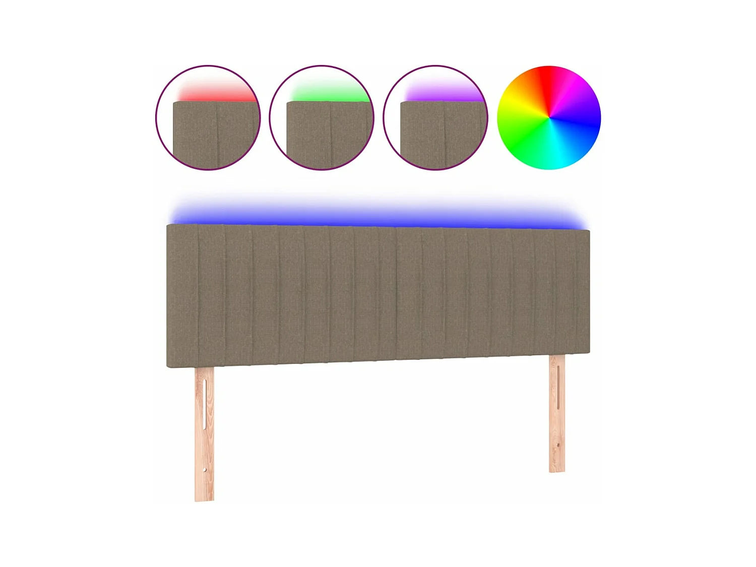 Tête de lit à LED Taupe 144x5x78/88 cm Tissu