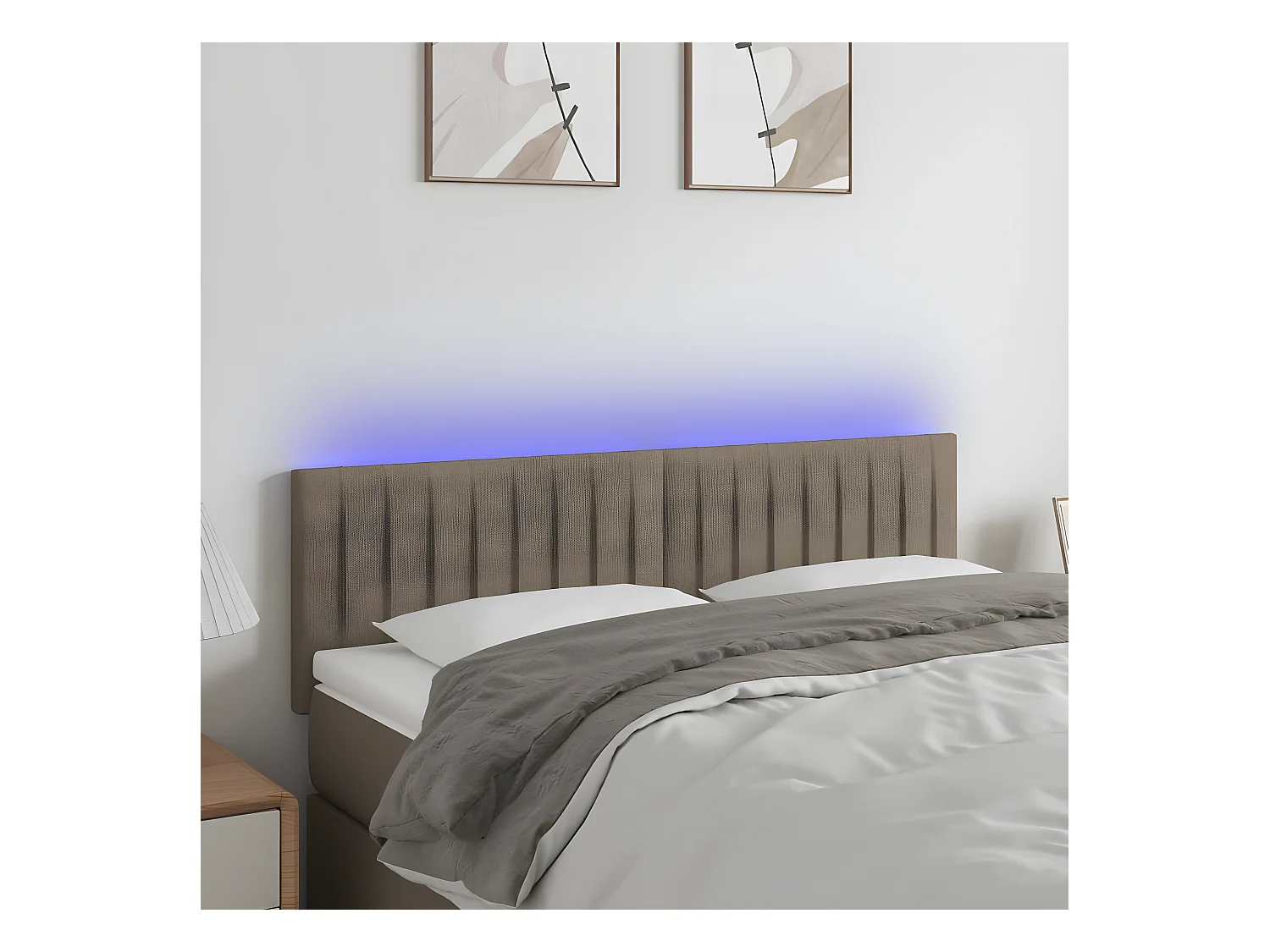 Tête de lit à LED Taupe 144x5x78/88 cm Tissu