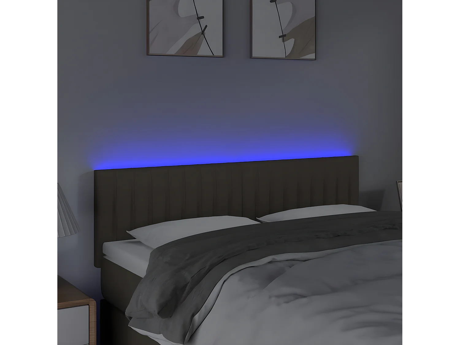 Tête de lit à LED Taupe 144x5x78/88 cm Tissu