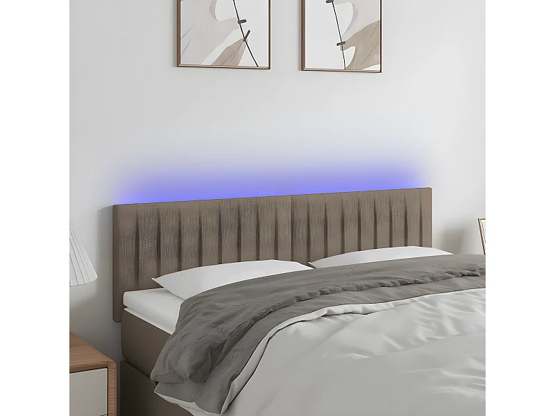 Tête de lit à LED Taupe 144x5x78/88 cm Tissu